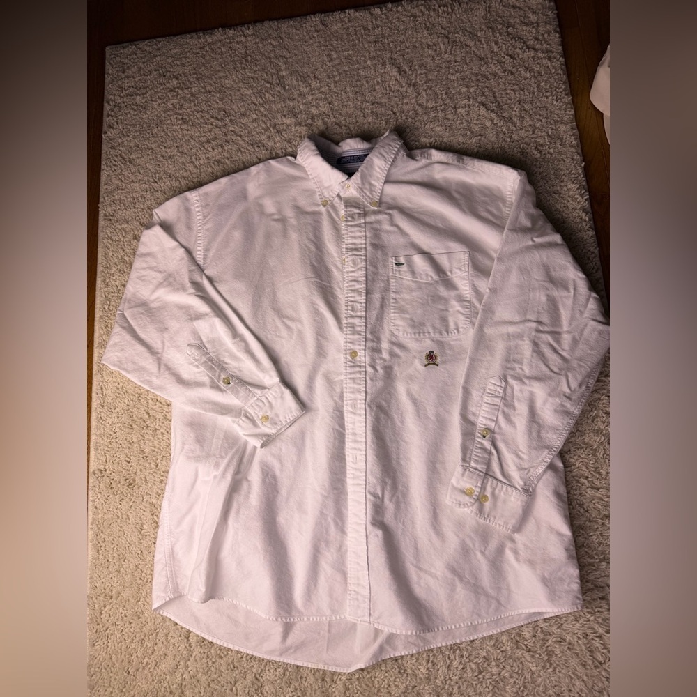 Mens 2X Tall Tommy Hilfiger White Button Up GUC